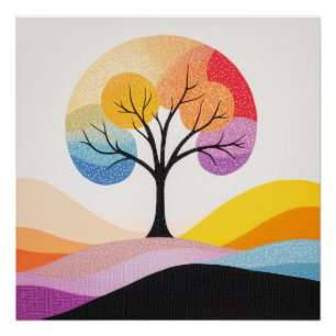 Abstract Colourful Tree Design Poster