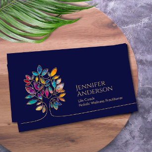 Abstract Colourful Tree Life Coach Wellness Business Card