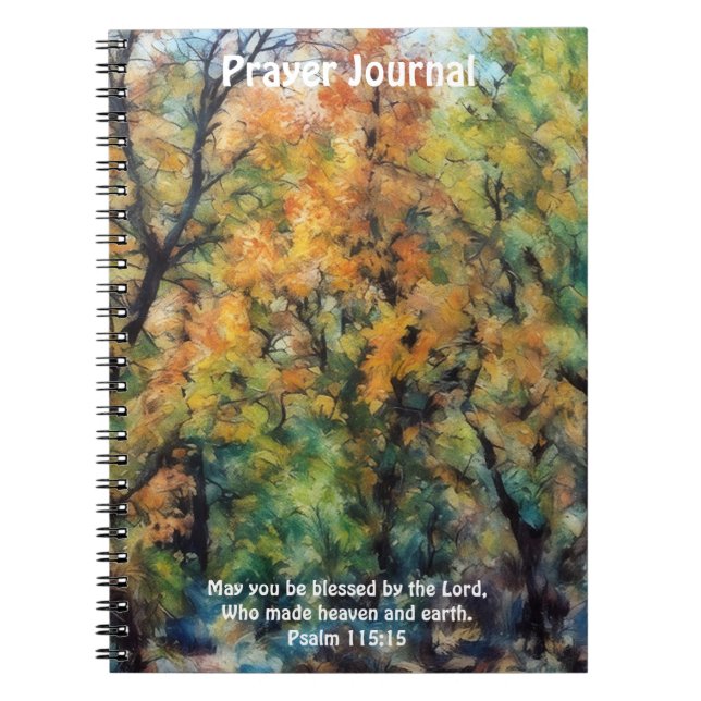 Abstract Colourful Trees Bible Verse Prayer Journa Notebook (Front)