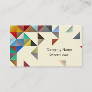 Abstract Colourful Triangles on Ivory Business Car Card