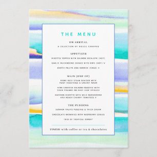 Abstract colourful tropical lines event custom men menu