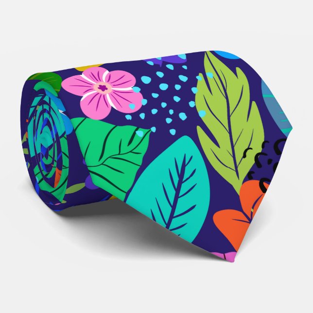 Abstract colourful tropical pattern tie (Rolled)