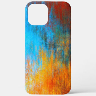 Abstract colourful turquoise blue, orange and red iPhone 12 pro max case