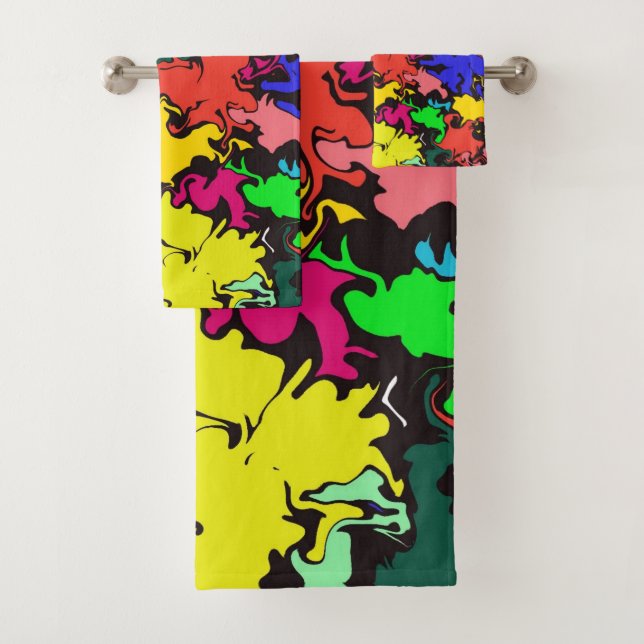 Abstract Colourful Twirl /  Bath Towel Set (Insitu)