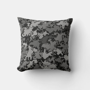 Abstract Colourful Twirl / Black and White / Cushion