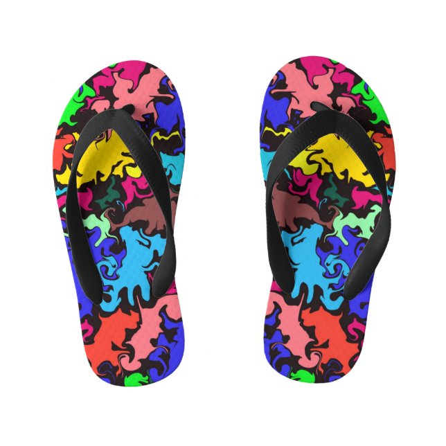 Abstract Colourful Twirl /  Kid's Flip Flops (Footbed)
