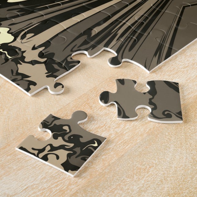 Abstract Colourful Twirl Pinched Half Brick / Sepi Jigsaw Puzzle (Side)