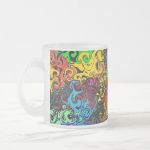 Abstract Colourful Twirlers / Frosted Glass Coffee Mug
