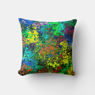 Abstract Colourful Twirlers / Greenleaf / Cushion