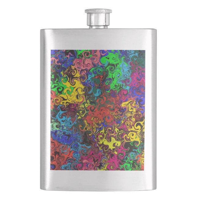 Abstract Colourful Twirlers / Hip Flask (Front)