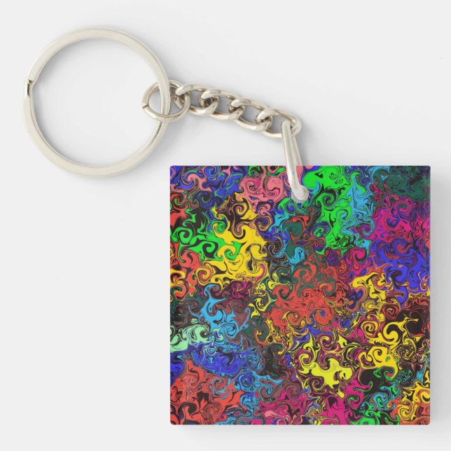 Abstract Colourful Twirlers / Key Ring (Front)