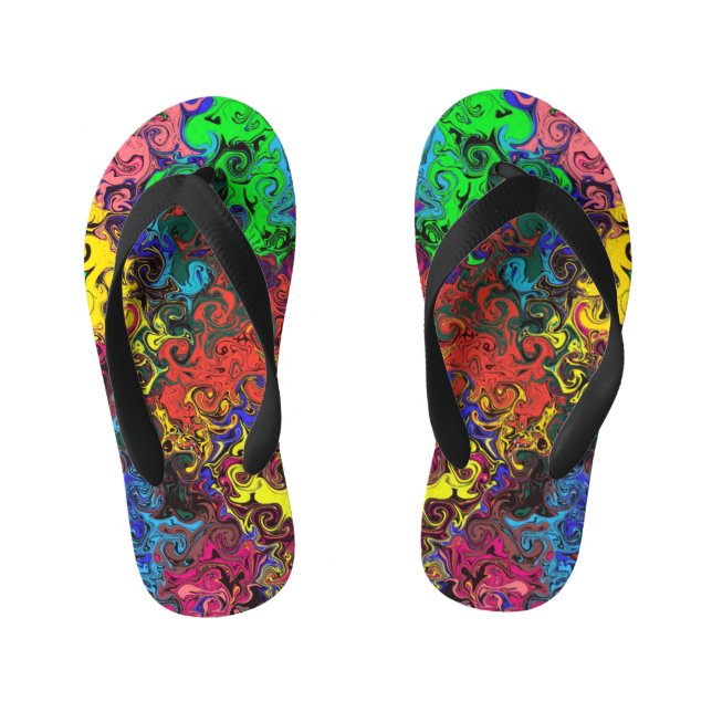 Abstract Colourful Twirlers / Kid's Flip Flops (Footbed)