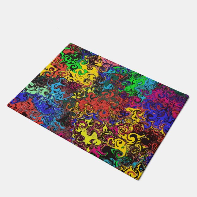Abstract Colourful Twirlers / Kitchen Mat (Angled)