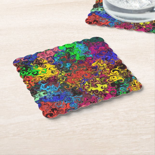 Abstract Colourful Twirlers / Paper Coaster (Angled)