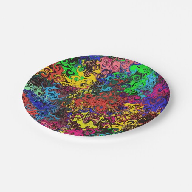 Abstract Colourful Twirlers / Paper Plate (Angled)