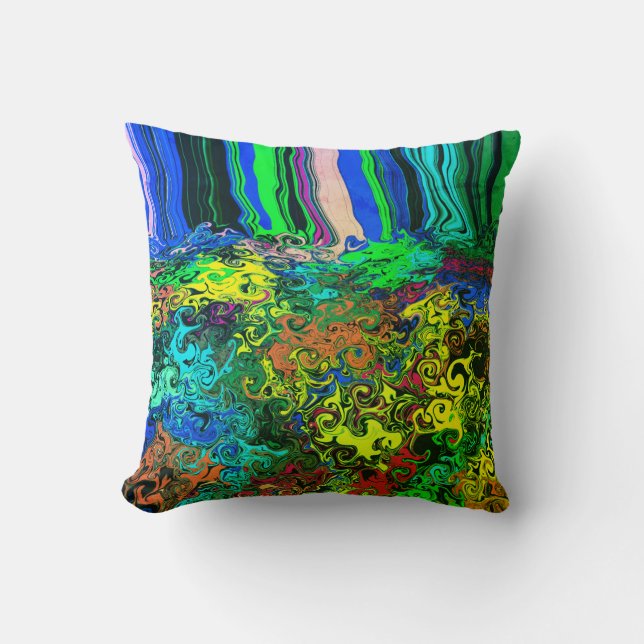 Abstract Colourful Twirlers / Pushed / Greenleaf / Cushion (Front)