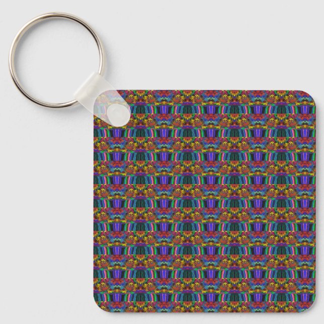 Abstract Colourful Twirlers / Pushed / Half Drop / Key Ring (Front)