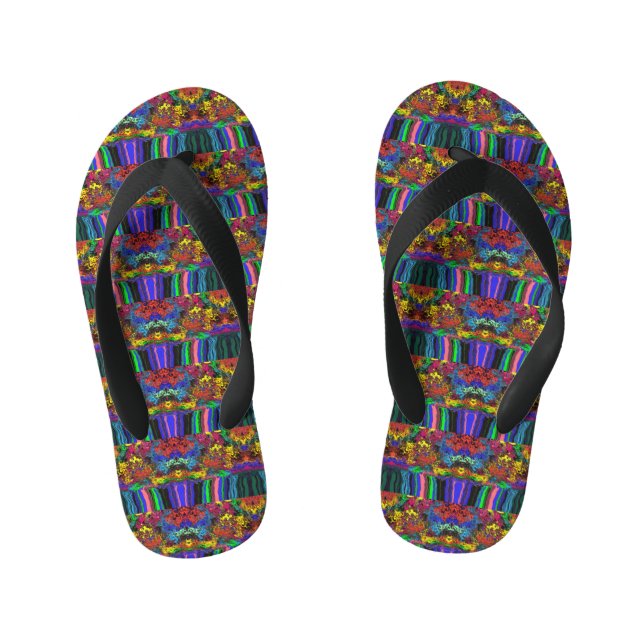 Abstract Colourful Twirlers / Pushed / Half Drop / Kid's Flip Flops (Footbed)