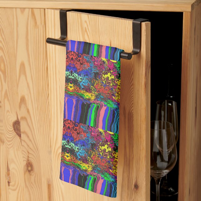 Abstract Colourful Twirlers / Pushed / Half Drop / Tea Towel (Thirds Fold)