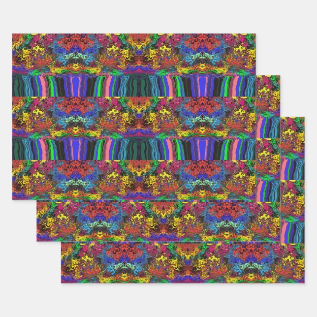 Abstract Colourful Twirlers / Pushed / Half Drop / Wrapping Paper Sheet (Set)
