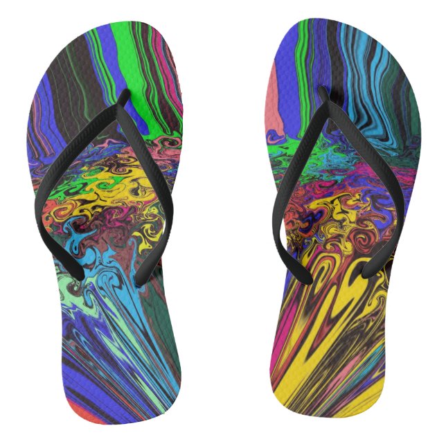 Abstract Colourful Twirlers / Pushed & Pinched / Flip Flops (Footbed)