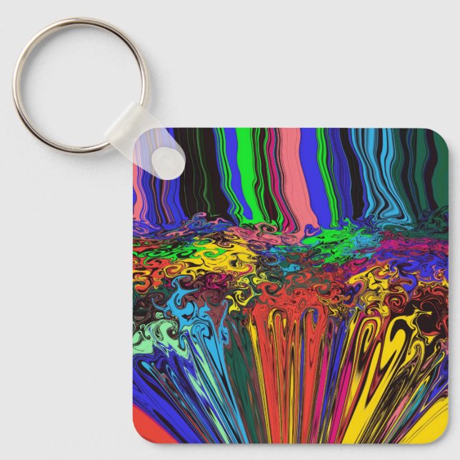 Abstract Colourful Twirlers / Pushed & Pinched / Key Ring (Front)