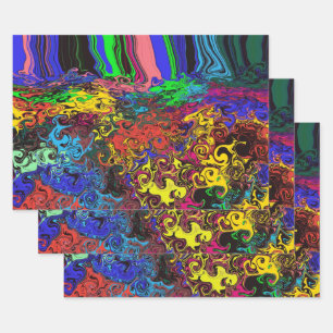Abstract Colourful Twirlers / Pushed / Wrapping Paper Sheet