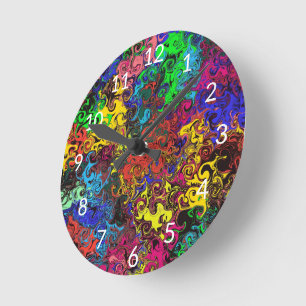 Abstract Colourful Twirlers / Round Clock