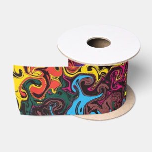 Abstract Colourful Twirlers /  Satin Ribbon
