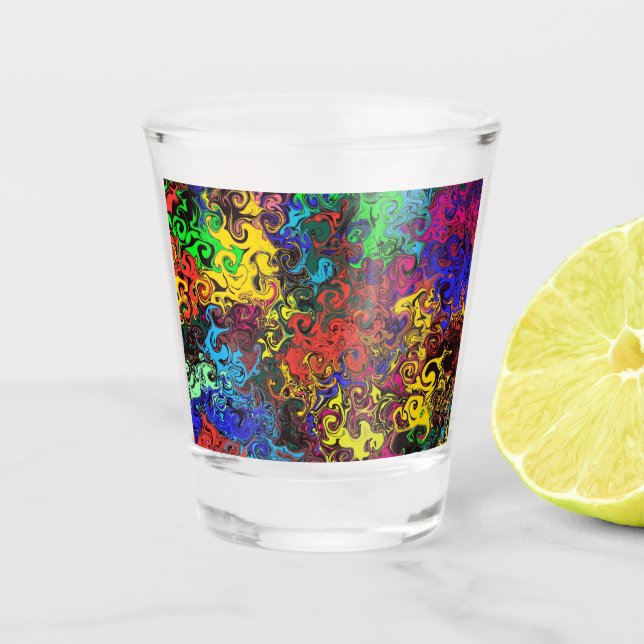 Abstract Colourful Twirlers / Shot Glass (Front)
