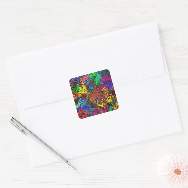 Abstract Colourful Twirlers /  Square Sticker (Envelope)