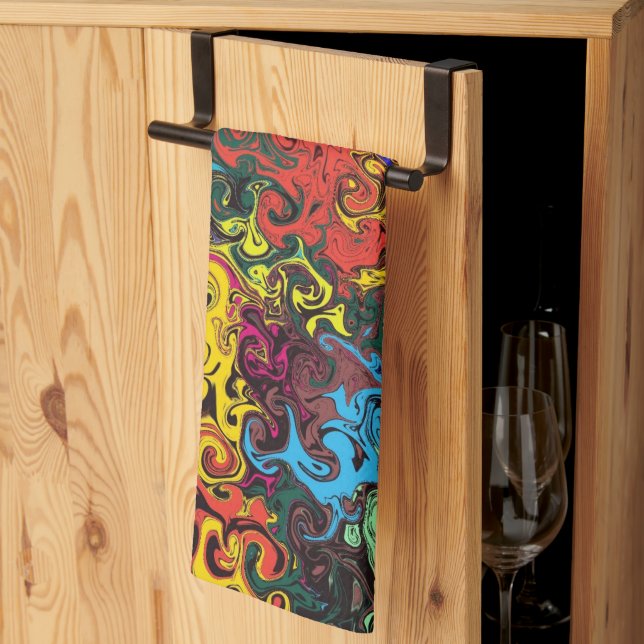 Abstract Colourful Twirlers / Tea Towel (Thirds Fold)