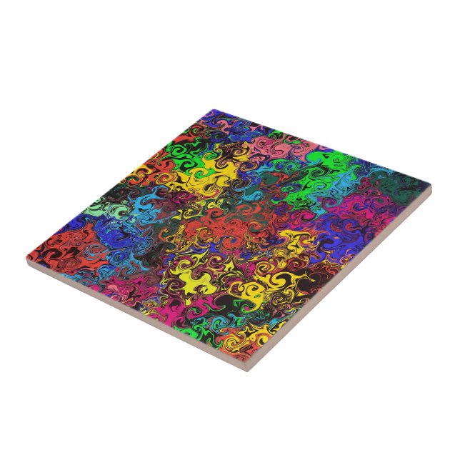 Abstract Colourful Twirlers / Tile (Side)