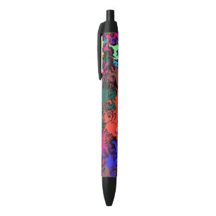 Abstract Colourful Twirls / Black Ink Pen