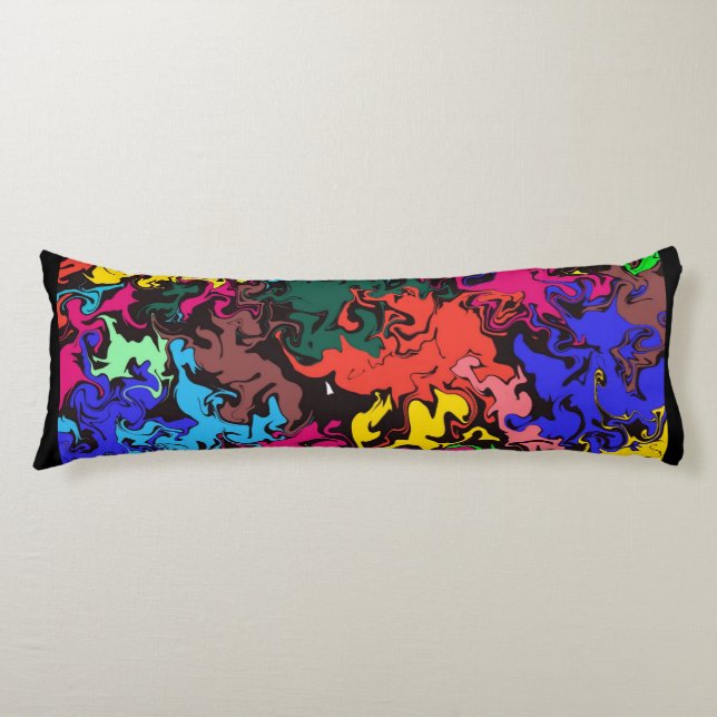 Abstract Colourful Twirls /  Body Cushion (Front)