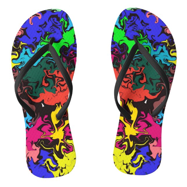 Abstract Colourful Twirls /  Flip Flops (Footbed)