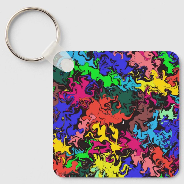 Abstract Colourful Twirls /  Key Ring (Front)