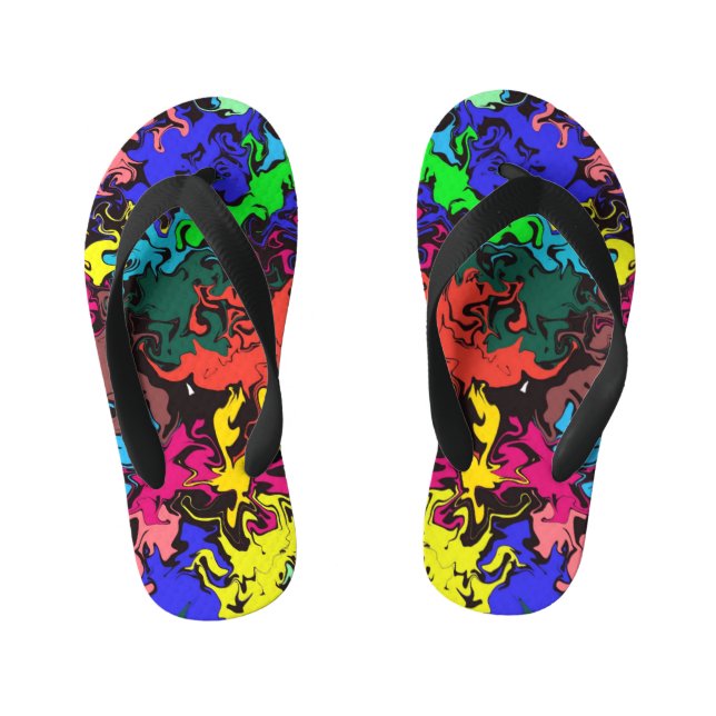 Abstract Colourful Twirls /  Kid's Flip Flops (Footbed)