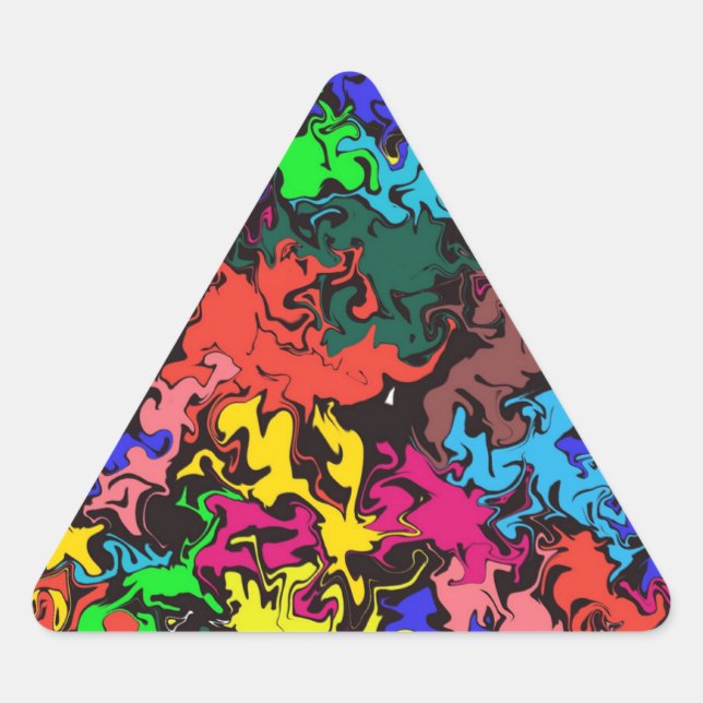 Abstract Colourful Twirls /  Triangle Sticker (Front)