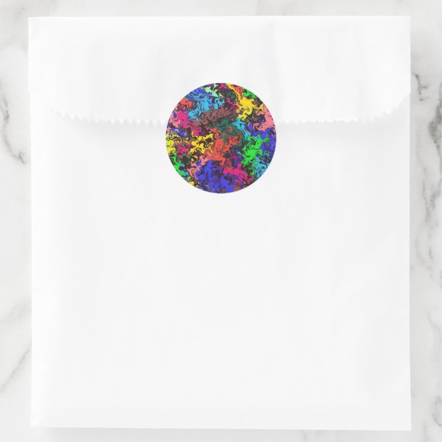 Abstract Colourful Twirly /  Classic Round Sticker (Bag)