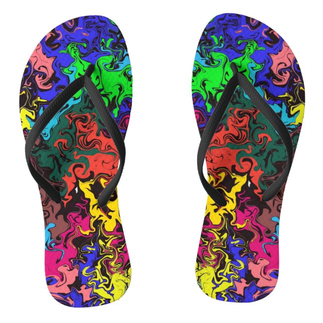 Abstract Colourful Twirly /  Flip Flops (Footbed)