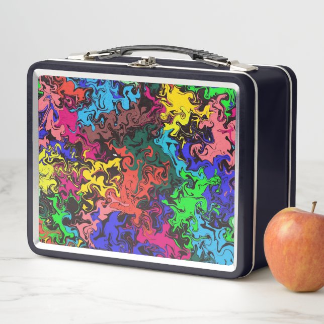 Abstract Colourful Twirly /  Metal Lunch Box (In Situ)