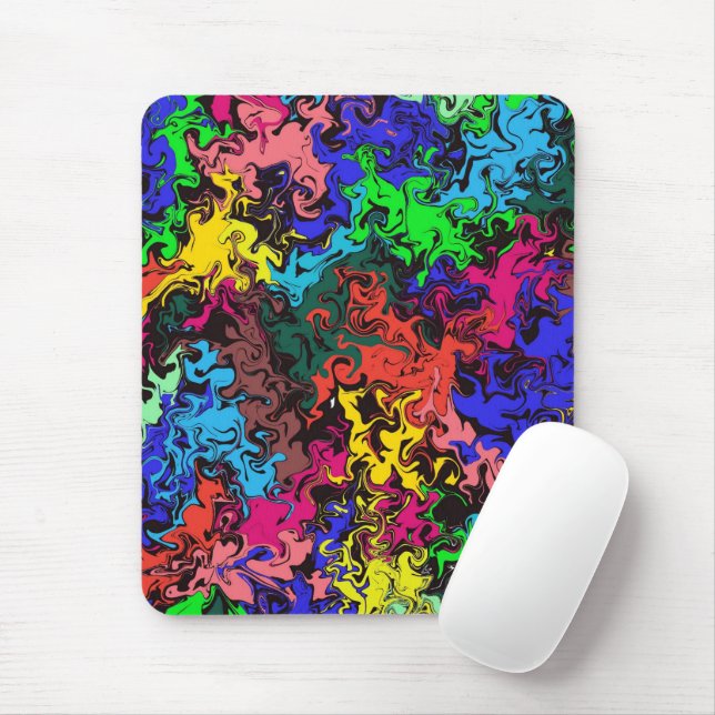 Abstract Colourful Twirly /  Mouse Mat (With Mouse)