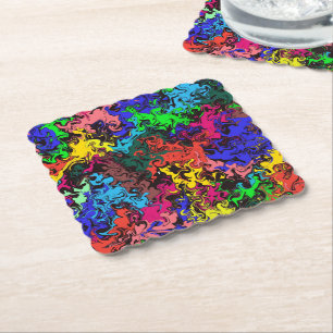 Abstract Colourful Twirly / Paper Coaster