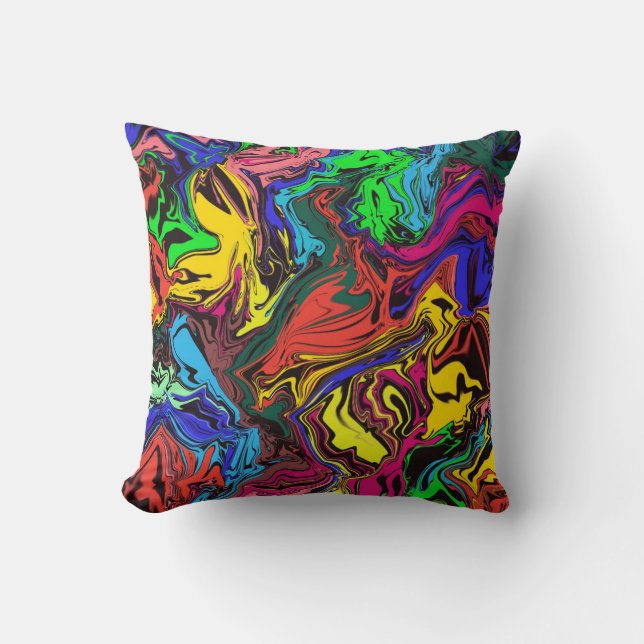 Abstract Colourful Twirly / Pushed / Cushion (Front)
