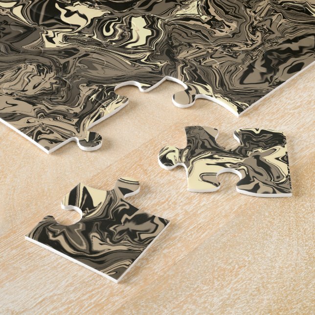 Abstract Colourful Twirly Pushed Half Drop / Sepia Jigsaw Puzzle (Side)
