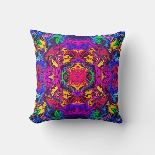 Abstract Colourful Twirly Pushed / Mirror / Miami  Cushion (Front)