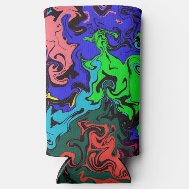 Abstract Colourful Twirly /  Seltzer Can Cooler (Front)