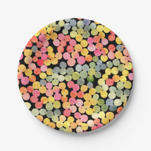 Abstract Colourful Watercolor Dots Paper Plate