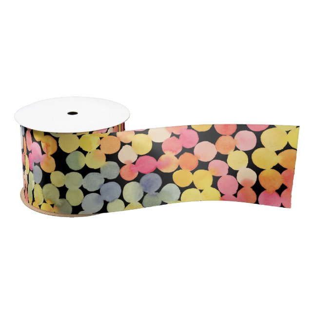 Abstract Colourful Watercolor Dots Satin Ribbon (Spool)